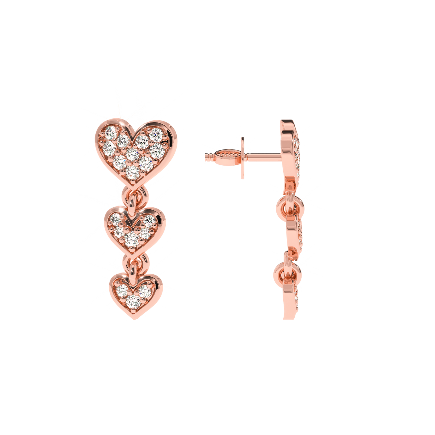 Solitairekart – 0.28 Carat Lab Grown Diamond Multi-Heart Earrings | Luxe Finish